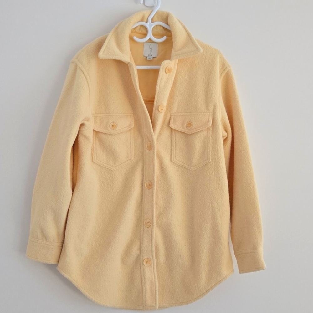Yellow fleece shirt jacket